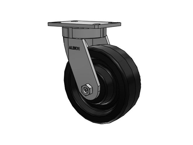 370 Series Top Plate Swivel Caster with 8 x 3 Black Phenolic Resin TM - Phenolic Wheel