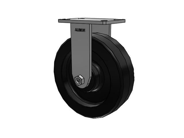 370 Series Top Plate Rigid Caster with 10 x 3 Black Phenolic Resin TM - Phenolic Wheel