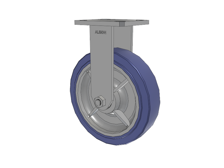110 Series Kingpinless Top Plate Rigid Caster with 8 x 2 Blue HF - HydroTech (Flat) Wheel