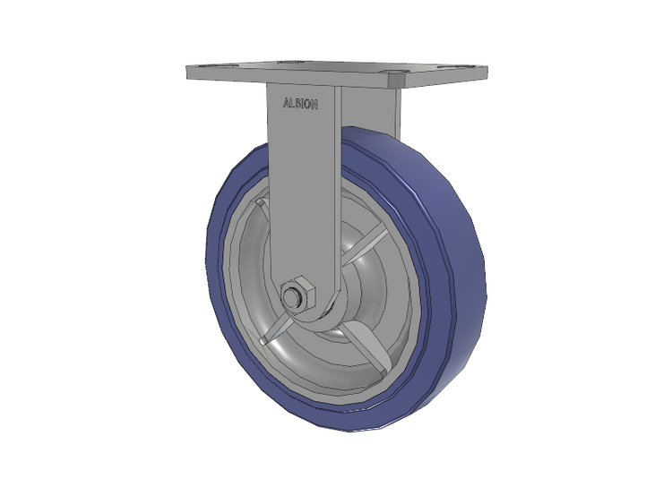 110 Series Kingpinless Top Plate Rigid Caster with 8 x 2 Blue HF - HydroTech (Flat) Wheel