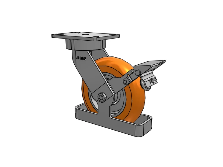 38 Series Maintenance Free Top Plate Swivel Caster with 8 x 2 Orange tread on aluminum core AN - Round Polyurethane (Aluminum Core) Wheel and Face Brake