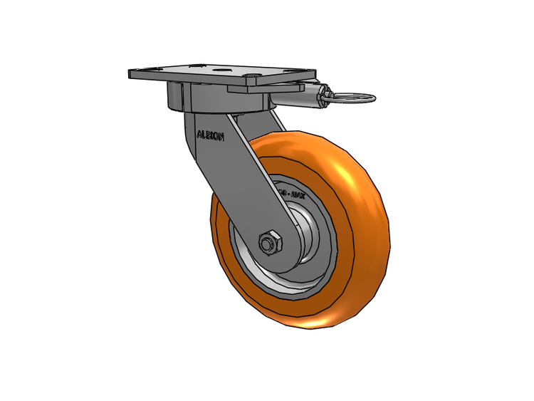 38 Series Maintenance Free Top Plate Swivel Caster with 8 x 2 Orange tread on aluminum core AN - Round Polyurethane (Aluminum Core) Wheel