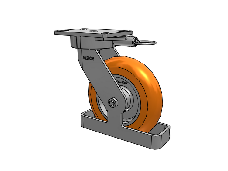 38 Series Maintenance Free Top Plate Swivel Caster with 8 x 2 Orange tread on aluminum core AN - Round Polyurethane (Aluminum Core) Wheel