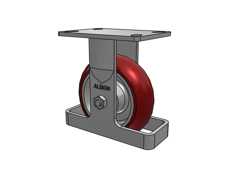 38 Series Maintenance Free Top Plate Rigid Caster with 6 x 2 Maroon Tread on Aluminum Core AX - Round Polyurethane (Aluminum Core) Wheel