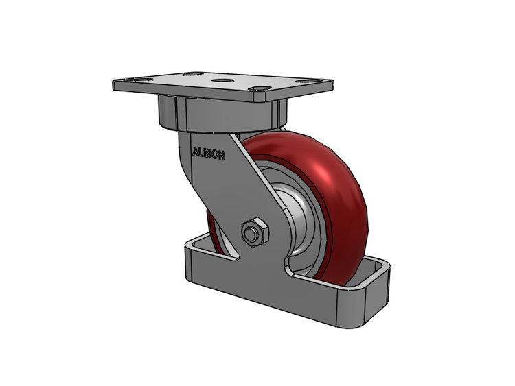 38 Series Maintenance Free Top Plate Swivel Caster with 6 x 2 Maroon Tread on Aluminum Core AX - Round Polyurethane (Aluminum Core) Wheel