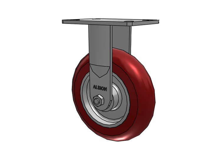 38 Series Maintenance Free Top Plate Rigid Caster with 8 x 2 Maroon Tread on Aluminum Core AX - Round Polyurethane (Aluminum Core) Wheel