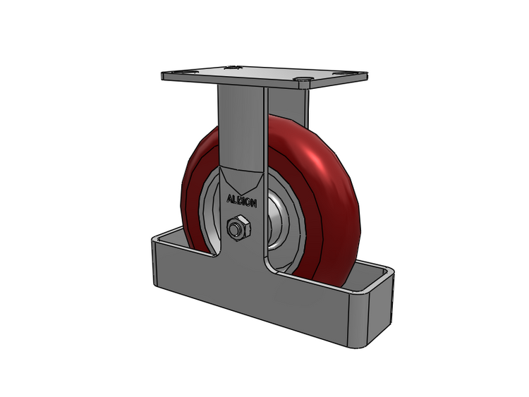 38 Series Maintenance Free Top Plate Rigid Caster with 8 x 2 Maroon Tread on Aluminum Core AX - Round Polyurethane (Aluminum Core) Wheel