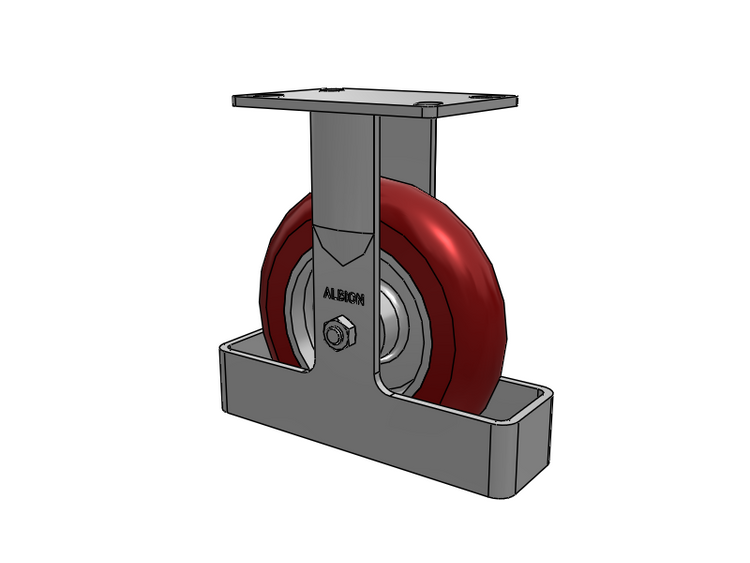 38 Series Maintenance Free Top Plate Rigid Caster with 8 x 2 Maroon Tread on Aluminum Core AX - Round Polyurethane (Aluminum Core) Wheel