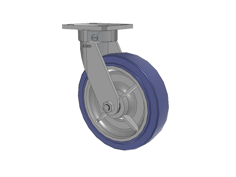110 Series Kingpinless Top Plate Swivel Caster with 8 x 2 Blue HF - HydroTech (Flat) Wheel