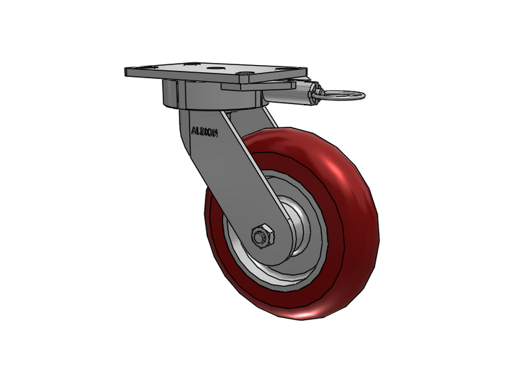 38 Series Maintenance Free Top Plate Swivel Caster with 8 x 2 Maroon Tread on Aluminum Core AX - Round Polyurethane (Aluminum Core) Wheel