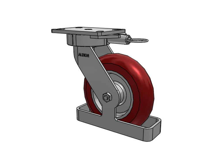38 Series Maintenance Free Top Plate Swivel Caster with 8 x 2 Maroon Tread on Aluminum Core AX - Round Polyurethane (Aluminum Core) Wheel