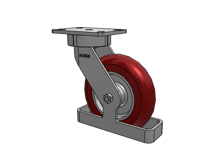 38 Series Maintenance Free Top Plate Swivel Caster with 8 x 2 Maroon Tread on Aluminum Core AX - Round Polyurethane (Aluminum Core) Wheel