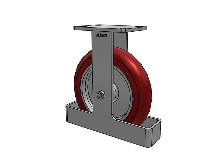 38 Series Maintenance Free Top Plate Rigid Caster with 10 x 2 Maroon Tread on Aluminum Core AX - Round Polyurethane (Aluminum Core) Wheel