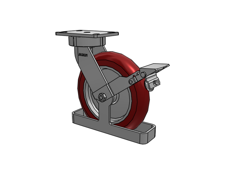 38 Series Maintenance Free Top Plate Swivel Caster with 10 x 2 Maroon Tread on Aluminum Core AX - Round Polyurethane (Aluminum Core) Wheel and Face Brake