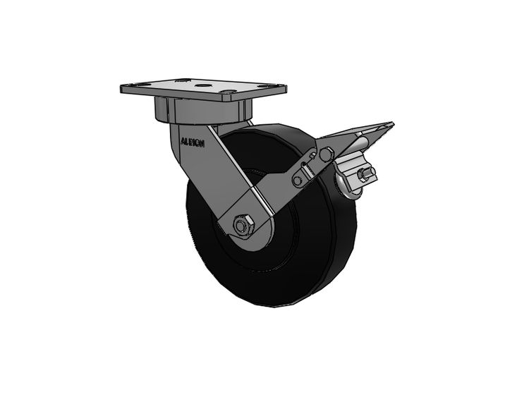 38 Series Maintenance Free Top Plate Swivel Caster with 8 x 2 Black Polymer NX - Trionix High Impact Polymer Wheel and Face Brake