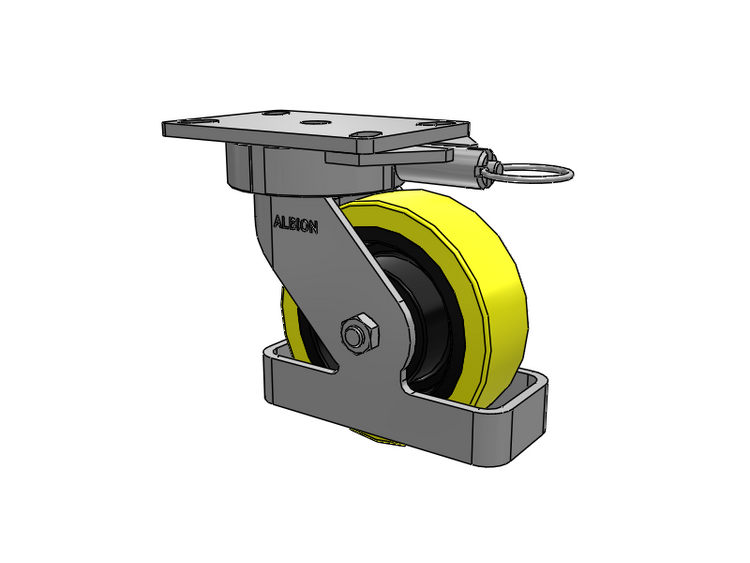 38 Series Maintenance Free Top Plate Swivel Caster with 6 x 2 Yellow Tread on Black Cast Iron Core PF - Polyurethane (Heavy Duty Cast Iron Core) Wheel
