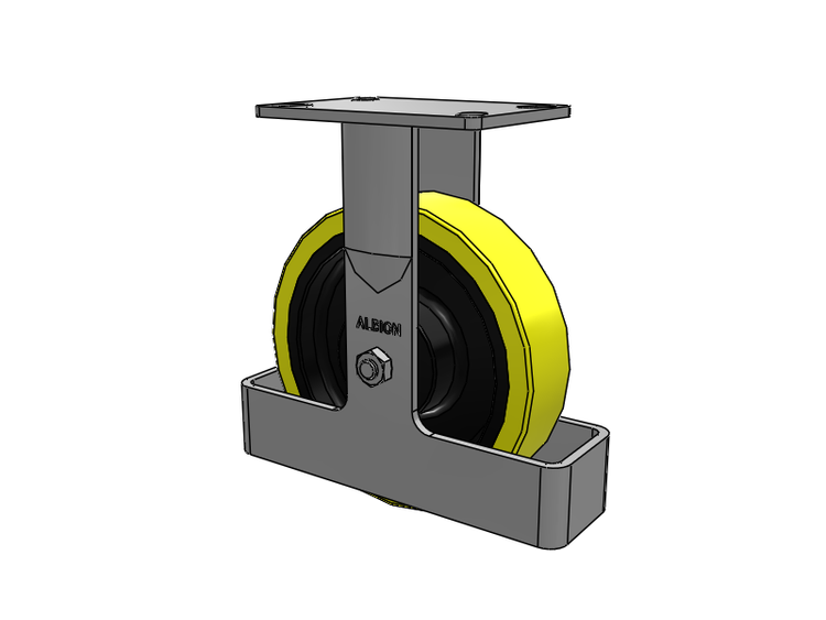 38 Series Maintenance Free Top Plate Rigid Caster with 8 x 2 Yellow Tread on Black Cast Iron Core PF - Polyurethane (Heavy Duty Cast Iron Core) Wheel