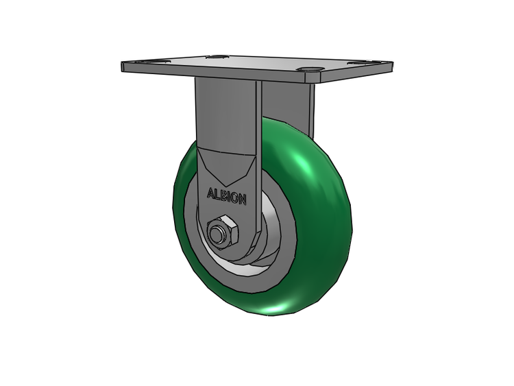 38 Series Maintenance Free Top Plate Rigid Caster with 6 x 2 Green Tread on Aluminum Core PM - Round Polyurethane (Aluminum Core) Wheel