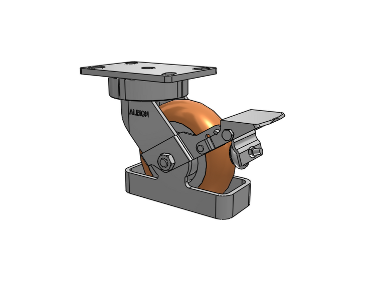 38 Series Maintenance Free Top Plate Swivel Caster with 6 x 2 Butterscotch Tread on Aluminum Core PM - Round Polyurethane (Aluminum Core) Wheel and Face Brake