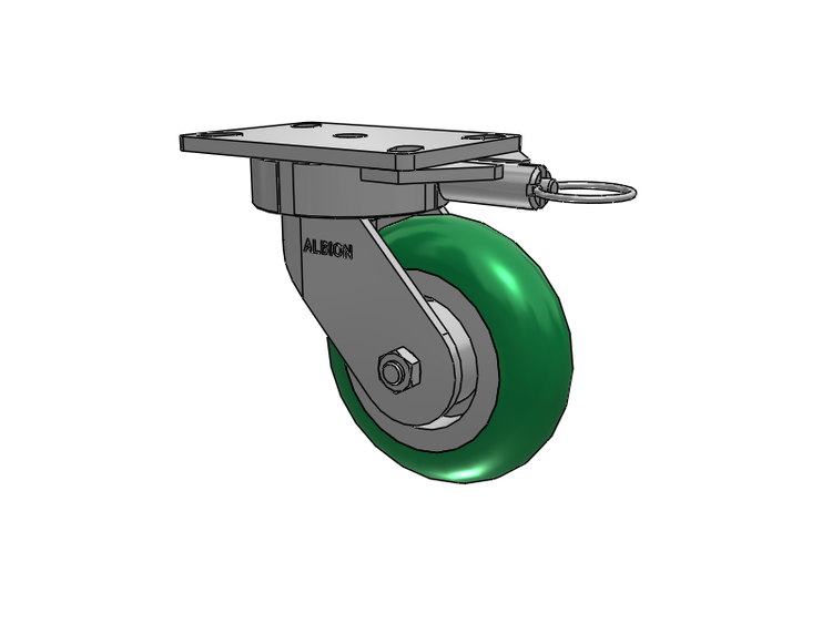 38 Series Maintenance Free Top Plate Swivel Caster with 6 x 2 Green Tread on Aluminum Core PM - Round Polyurethane (Aluminum Core) Wheel