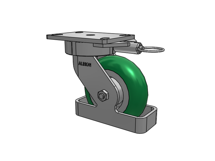 38 Series Maintenance Free Top Plate Swivel Caster with 6 x 2 Green Tread on Aluminum Core PM - Round Polyurethane (Aluminum Core) Wheel