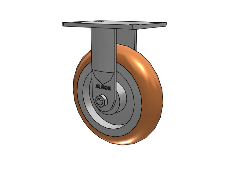 38 Series Maintenance Free Top Plate Rigid Caster with 8 x 2 Butterscotch Tread on Aluminum Core PM - Round Polyurethane (Aluminum Core) Wheel