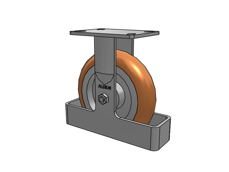 38 Series Maintenance Free Top Plate Rigid Caster with 8 x 2 Butterscotch Tread on Aluminum Core PM - Round Polyurethane (Aluminum Core) Wheel