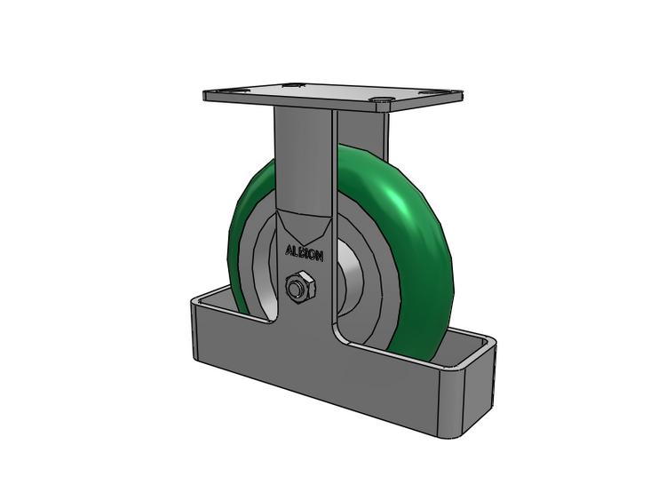 38 Series Maintenance Free Top Plate Rigid Caster with 8 x 2 Green Tread on Aluminum Core PM - Round Polyurethane (Aluminum Core) Wheel