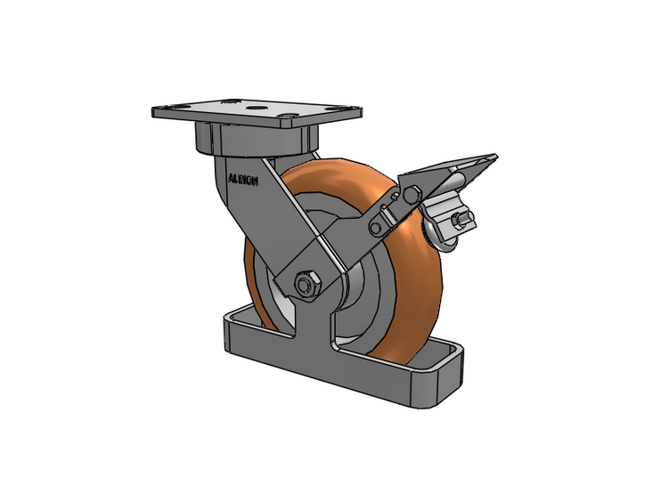 38 Series Maintenance Free Top Plate Swivel Caster with 8 x 2 Butterscotch Tread on Aluminum Core PM - Round Polyurethane (Aluminum Core) Wheel and Face Brake