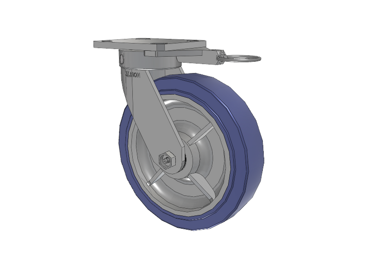 110 Series Kingpinless Top Plate Swivel Caster with 8 x 2 Blue HF - HydroTech (Flat) Wheel