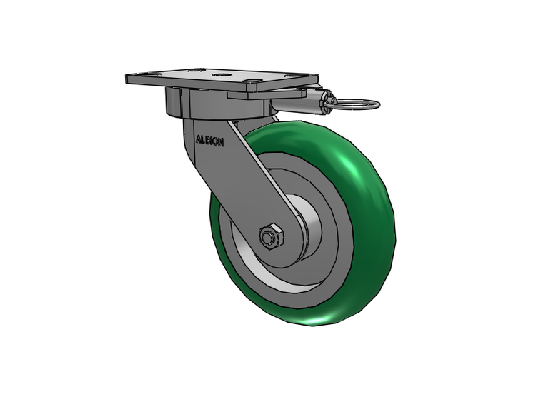 38 Series Maintenance Free Top Plate Swivel Caster with 8 x 2 Green Tread on Aluminum Core PM - Round Polyurethane (Aluminum Core) Wheel