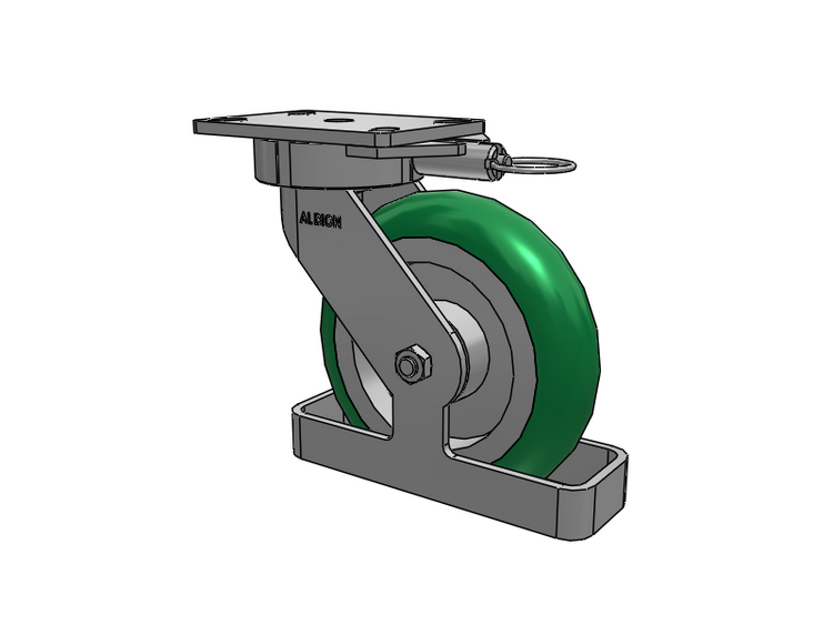 38 Series Maintenance Free Top Plate Swivel Caster with 8 x 2 Green Tread on Aluminum Core PM - Round Polyurethane (Aluminum Core) Wheel