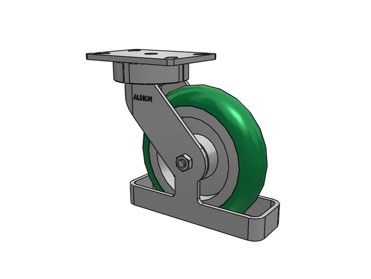 38 Series Maintenance Free Top Plate Swivel Caster with 8 x 2 Green Tread on Aluminum Core PM - Round Polyurethane (Aluminum Core) Wheel