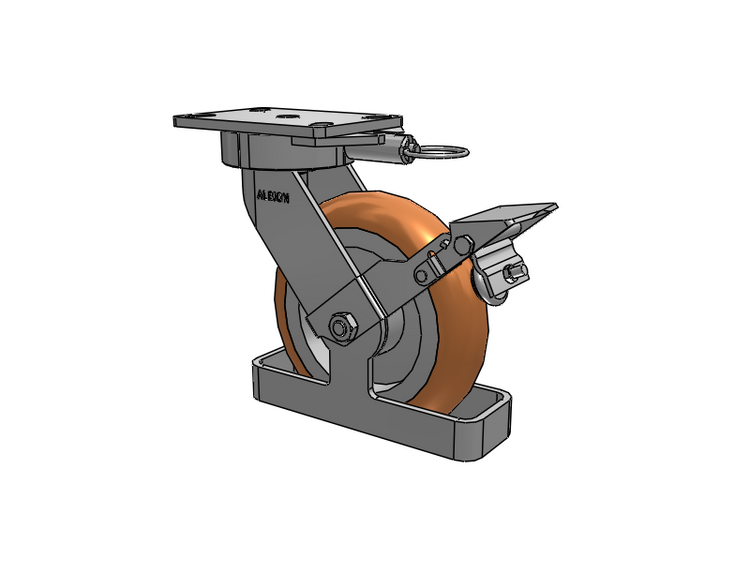 38 Series Maintenance Free Top Plate Swivel Caster with 8 x 2 Butterscotch Tread on Aluminum Core PM - Round Polyurethane (Aluminum Core) Wheel and Face Brake