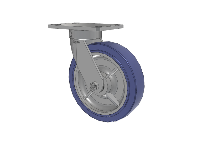 110 Series Kingpinless Top Plate Swivel Caster with 8 x 2 Blue HF - HydroTech (Flat) Wheel