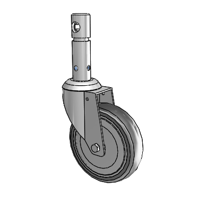 Central Locking Stem Swivel Caster with 5 x 1.25 Grey TPR (Round) Wheel and Total Lock Brake
