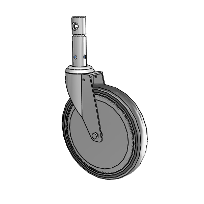 Central Locking Stem Swivel Caster with 8 x 1.25 Grey TPR (Round) Wheel and Total and Direction Lock Brake