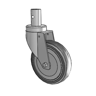 Central Locking Stem Swivel Caster with 5 x 1.25 35K Antistatic TPR Wheel and Central Locking - Free Swivel Brake