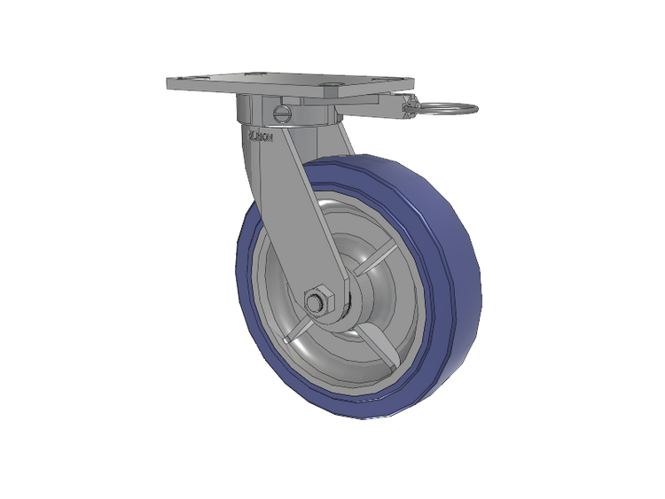 110 Series Kingpinless Top Plate Swivel Caster with 8 x 2 Blue HF - HydroTech (Flat) Wheel