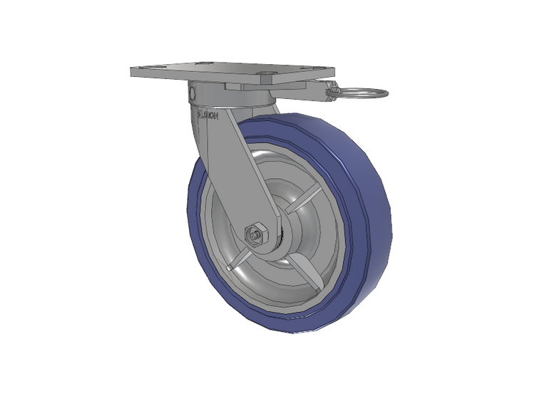 110 Series Kingpinless Top Plate Swivel Caster with 8 x 2 Blue HF - HydroTech (Flat) Wheel