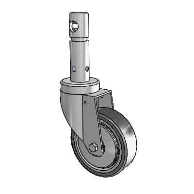 Central Locking Stem Swivel Caster with 4 x 1.25 32C Natural Rubber Wheel and Total and Direction Lock Brake