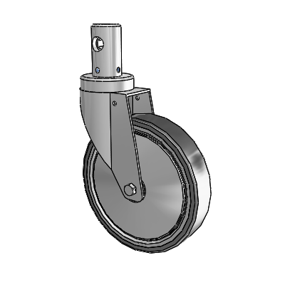 Central Locking Stem Swivel Caster with 6 x 1.25 32C Natural Rubber Wheel and Total and Direction Lock Brake
