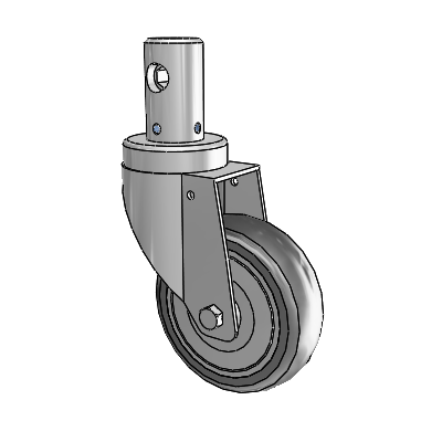 Central Locking Stem Swivel Caster with 4 x 1.25 35K Antistatic TPR Wheel and Total and Direction Lock Brake