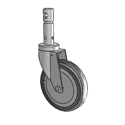 Central Locking Stem Swivel Caster with 6 x 1.25 35K TPR Wheel and Total and Direction Lock Brake