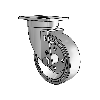 30 Series Top Plate Zinc Swivel Caster with 4 x 1.25 Welded Disc Rubber (Grey) Wheel