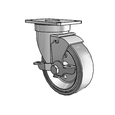 30 Series Top Plate Zinc Swivel Caster with 4 x 1.25 Welded Disc Rubber (Grey) Wheel and VertiLoc Brake
