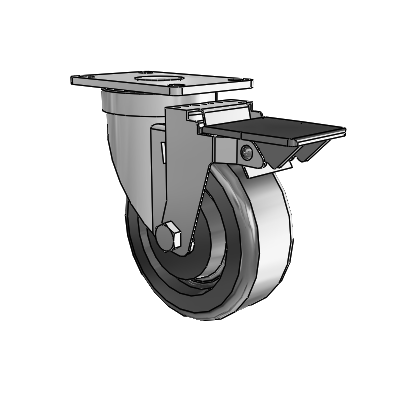 30 Series Top Plate Zinc Swivel Caster with 4 x 1.5 Phenolic Wheel and PosiLoc Brake