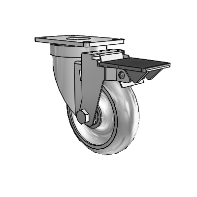 30 Series Top Plate Zinc Swivel Caster with 4 x 1.25 PolyLock (Grey) Wheel and PosiLoc Brake