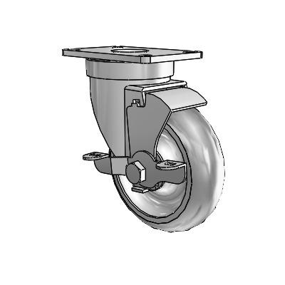 30 Series Top Plate Zinc Swivel Caster with 4 x 1.25 PolyLock (Grey) Wheel and VertiLoc Brake