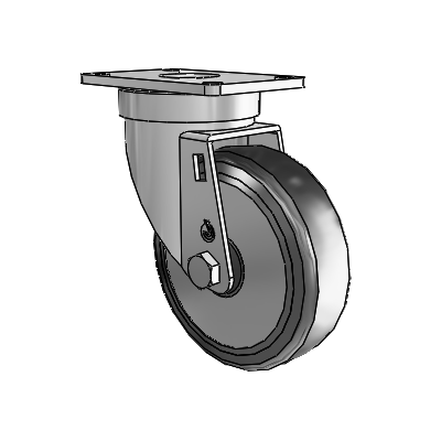 30 Series Top Plate Zinc Swivel Caster with 4 x 1.25 Cushion Rubber (+ Side Plates) Wheel